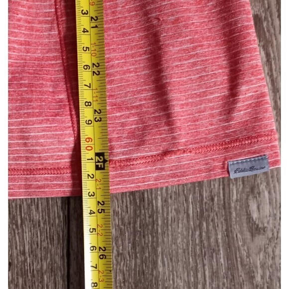 Womens EDDIE BAUER Size Small Athletic Hooded Running Shirt Pink White Stripes - Picture 5 of 11
